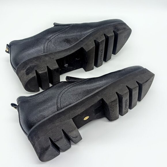 Fiorangelo Black Italian Leather Chunky Slip-On Loafers - Picture 6 of 9